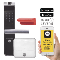 YALE-ASSA ABLOY, MX81861, Kit Cerradura con manija YMF40A y HUB, Apertura por, Código, Biometría y apertura por SMARTPHONE, Para
