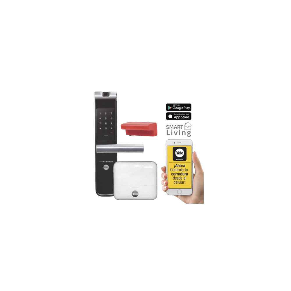 YALE-ASSA ABLOY, MX81861, Kit Cerradura con manija YMF40A y HUB, Apertura por, Código, Biometría y apertura por SMARTPHONE, Para