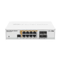 MIKROTIK, CRS112-8P-4S-IN, Cloud Router Switch Administrable L3, 8 puertos 10/100/1000 Mbps c/PoE Pasivo ó 802.3af/at, 4 Puertos