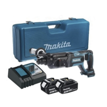 MAKITA, DHR241RFE, Rotamartilló 18V, SDS 0-1.200 Rpm, 3 Modos de Trabajo, Incluye 2 Baterías de 3.0 Ah, Cargador y Maletín.