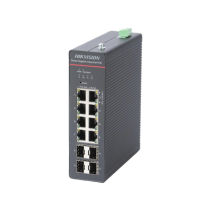 HIKVISION, DS-3T1512HP-SI-8P4F, Switch Gigabit PoE+ / Industrial / Administrable / 4 Puertos Gigabit PoE+ (90 W) + 4 Puertos Gig