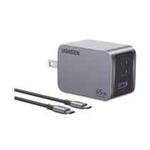 UGREEN, 25870, Cargador de 65W serie Nexode Pro | 3 Puertos de Carga Rápida | 2 USB-C | 1 USB-A | Tecnología GaNInfinity | PD3.1