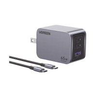 UGREEN, 25870, Cargador de 65W serie Nexode Pro | 3 Puertos de Carga Rápida | 2 USB-C | 1 USB-A | Tecnología GaNInfinity | PD3.1