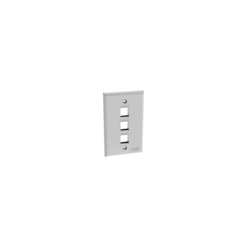 PANDUIT, NK3FNWH, Placa de Pared Vertical, Salida Para 3 Puertos Keystone, Color Blanco