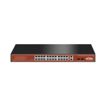 WI-TEK, WI-PS526G, Switch PoE (802.3af/at/bt) / No administrable de largo alcance / Hasta 250m / Con 24 x 10/100Mbps + 2 x SFP G