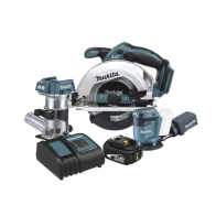 MAKITA, DLX3165ST, Kit Inalámbrico De Carpintería, Sierra Circular + Router Inalámbrico + Lijadora Orbital