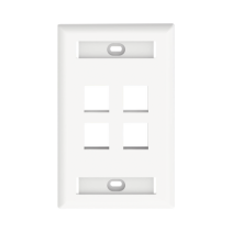 PANDUIT, NK4FWHY, Placa de Pared Vertical, Salida Para 4 Puertos Keystone, Con Espacios Para Etiquetas, Color Blanco