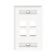 PANDUIT, NK4FWHY, Placa de Pared Vertical, Salida Para 4 Puertos Keystone, Con Espacios Para Etiquetas, Color Blanco