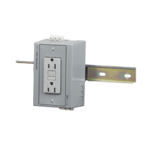 HUBBELL, HUB-DRUB-GFI15, Caja Utilitaria para Montaje en Riel Din con Contacto Duplex de 15 A 125 V / Nema 5-15R / Gris.