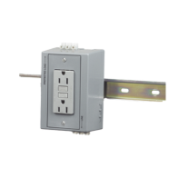 HUBBELL, HUB-DRUB-GFI15, Caja Utilitaria para Montaje en Riel Din con Contacto Duplex de 15 A 125 V / Nema 5-15R / Gris.