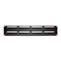 LINKEDPRO BY EPCOM, LP-PP-508, Panel de parcheo de impacto (110) UTP de 48 puertos Cat5e 19in, 2U con barra para organizar cable