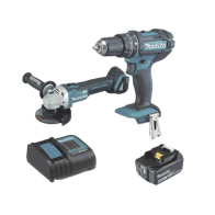 MAKITA, DLX2402ST, Kit, DHP482 Rotomartillo + DGA456 Mini Esmerilador, 1 Batería Li-Ion de 5.0 Ah y Cargador C/Luz de 18 Vcc.
