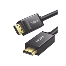 UGREEN, 10203, Cable DP Macho a HDMI Macho / Longitud 3m / Soporta 4K@30Hz / Soporta 3D / Cobre Estañado 28AWG / Blindaje intern