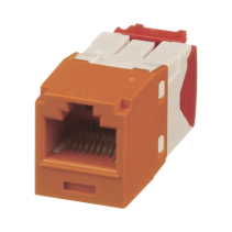 PANDUIT, CJ5E88TGOR, Conector Jack RJ45 Estilo TG, Mini-Com, Categoría 5e, de 8 posiciones y 8 cables, Color Naranja
