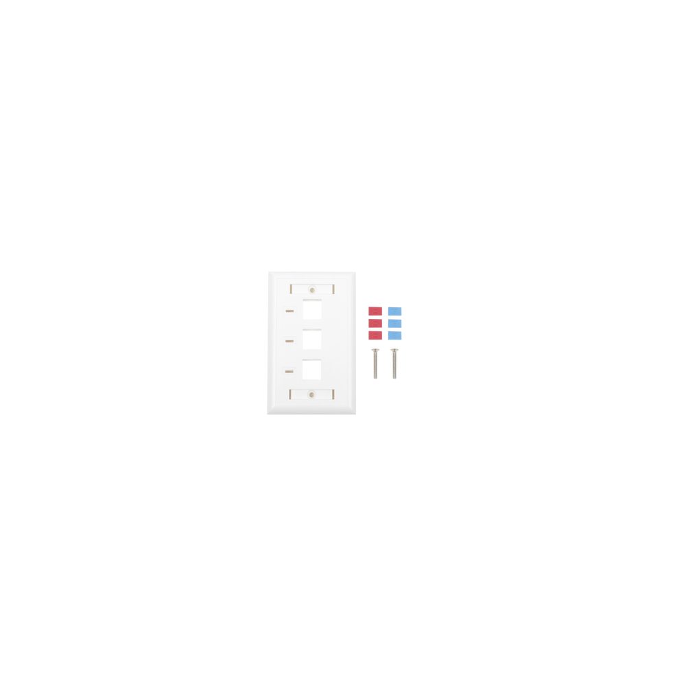 LINKEDPRO BY EPCOM, LP-FP-23, Placa de pared, de 3 puertos, Keystone, con espacio para etiqueta - Color Blanco