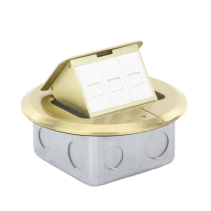 THORSMAN, TH-MCPD-B, Mini caja de piso redonda para datos o conectores tipo Keystone, color bronce (3 contactos) (11000-12102)